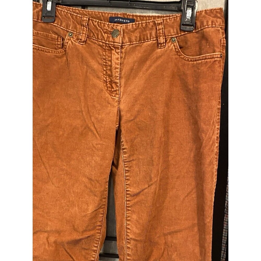 Lands End Corduroy Pants Midrise Straight Leg Womens Size 4 Fit 1 Burnt Orange - Picture 2 of 6